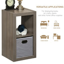 2-Tier Storage Shelf Display Cabinet Double Cube Shelving Unit with Fabric Drawer - Grey