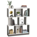 3-Tier Wooden Bookcase, Display Shelf Freestanding Decorative Storage Shelving, Home Office Grey and White Shelves Decor