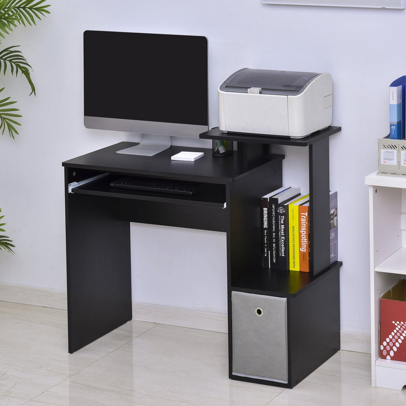 Computer Desk with Sliding Keyboard Tray Storage Drawer Shelf Home Office Workstation Black