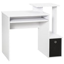 Computer Desk With Sliding Keyboard Tray Storage Drawer Shelf Home Office Workstation White