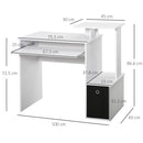 Computer Desk With Sliding Keyboard Tray Storage Drawer Shelf Home Office Workstation White