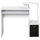 Computer Desk With Sliding Keyboard Tray Storage Drawer Shelf Home Office Workstation White