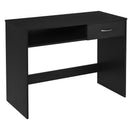 Computer Desk Study Standing Writing Table Workstation with Storage Shelf & Drawer, Black Drawer for Home Office