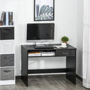 Computer Desk Study Standing Writing Table Workstation with Storage Shelf & Drawer, Black Drawer for Home Office