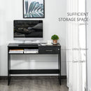 Computer Desk Study Standing Writing Table Workstation with Storage Shelf & Drawer, Black Drawer for Home Office