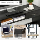 Computer Desk Study Standing Writing Table Workstation with Storage Shelf & Drawer, Black Drawer for Home Office