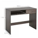 Computer Desk Study Standing Writing Table Workstation with Storage Shelf & Drawer, Grey Drawer for Home Office