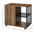 Printer Stand Home Office Mobile Storge File Cabinet Organizer with Castors, Door, Walnut Brown Storage Door