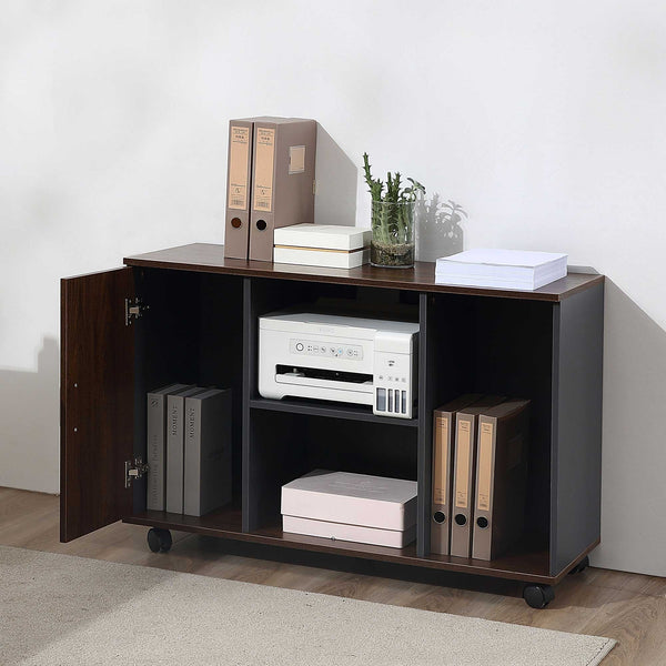 File Cabinet with Rolling Wheels for Legal Letter Sized Files Printer Stand with Wooden Documents Storage Chest for Home Office Modern Mobile