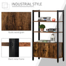 Bookshelf, Floor-Standing Storage Cabinet with 3 Shelves and Cupboard with Double Door, Bookcase in Home Office, Living Room, Multifunctional, Industrial Design - Rustic Brown