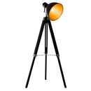 HOMCOM Retro Tripod Floor Lamp Height Adjustable Studio Dome Shade Light Wooden Legs-Black/Gold