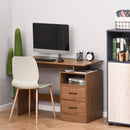 Compact Desk with Shelf, Drawer Writing Table for Home Study, Office - Walnut Wood Colour