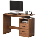 Compact Desk with Shelf, Drawer Writing Table for Home Study, Office - Walnut Wood Colour