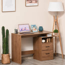 Compact Desk with Shelf, Drawer Writing Table for Home Study, Office - Walnut Wood Colour