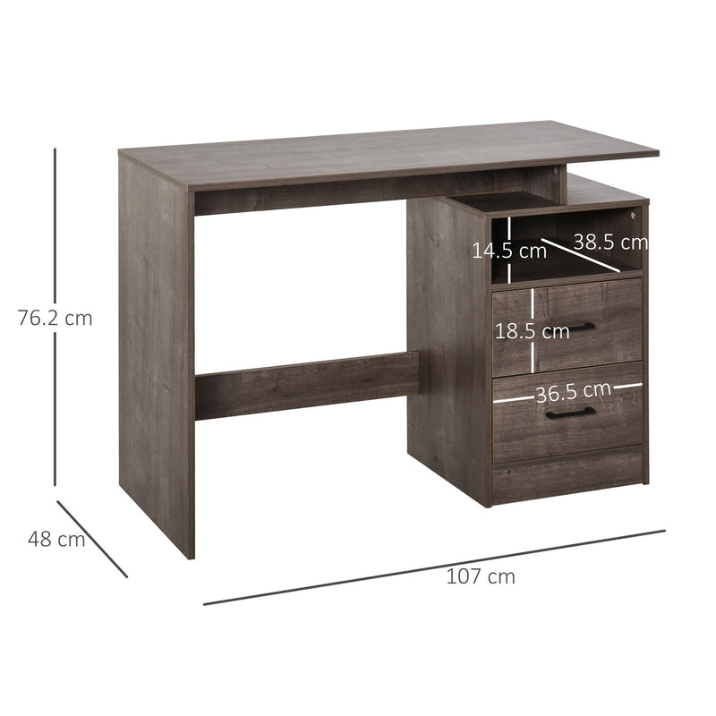 Compact Computer Desk with Shelf, Drawer Writing Table for Home Study, Office - Grey Wood Colour
