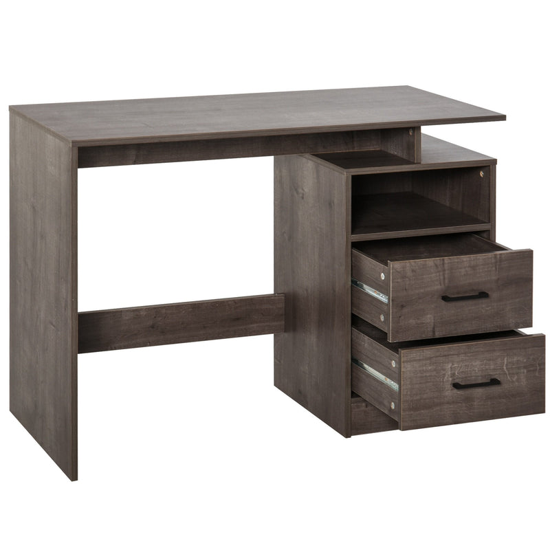 Compact Computer Desk with Shelf, Drawer Writing Table for Home Study, Office - Grey Wood Colour