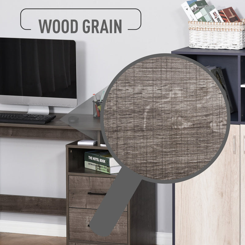 Compact Computer Desk with Shelf, Drawer Writing Table for Home Study, Office - Grey Wood Colour