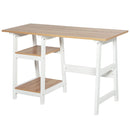 Compact Computer Desk with Shelf Writing Table Workstation for Home Office, Study, Natural Wood Color w/ Office