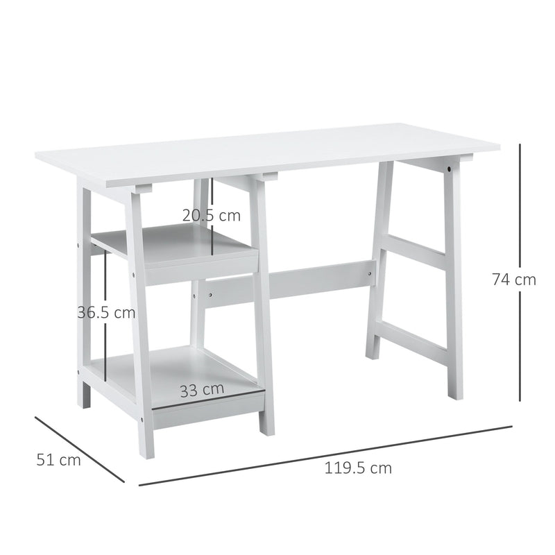 Compact Computer Desk with Storage Shelves Study Table with Bookshelf PC Table Workstation for Home Office Study White Writing