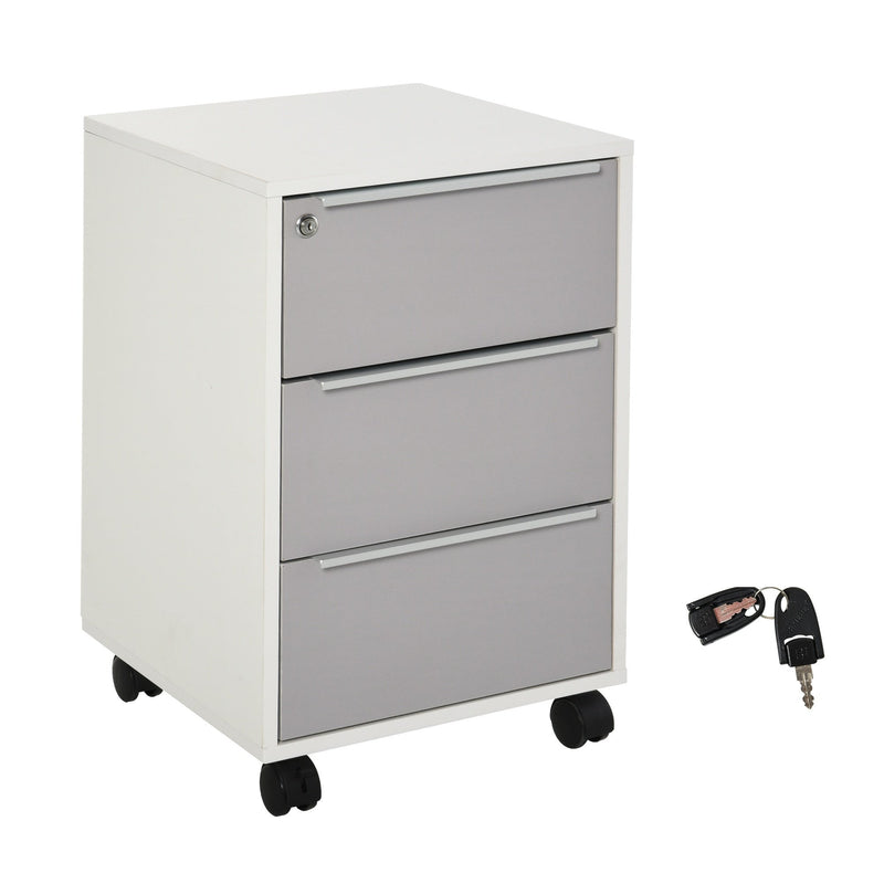 HOMCOM Filing Unit with  Central Locking System - White