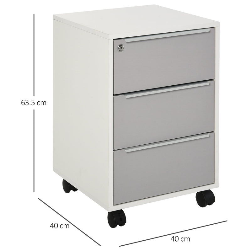 HOMCOM Filing Unit with  Central Locking System - White