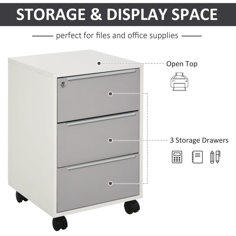 HOMCOM Filing Unit with  Central Locking System - White