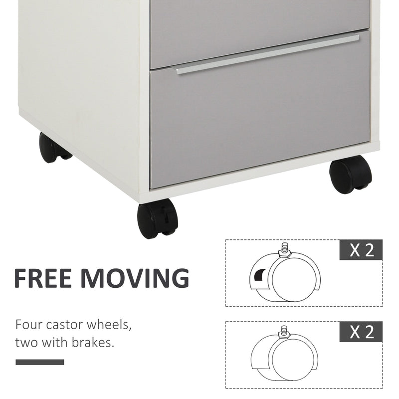 HOMCOM Filing Unit with  Central Locking System - White