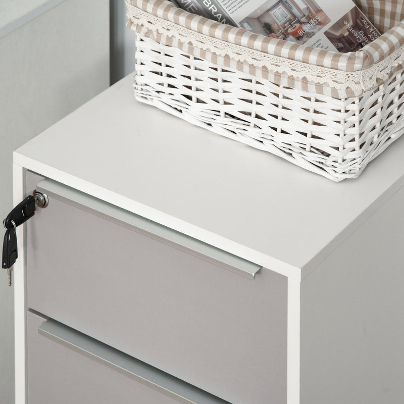 HOMCOM Filing Unit with  Central Locking System - White