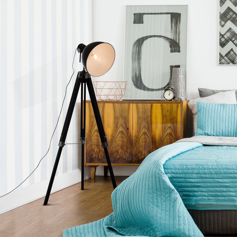 HOMCOM Retro Tripod Floor Lamp-White  |