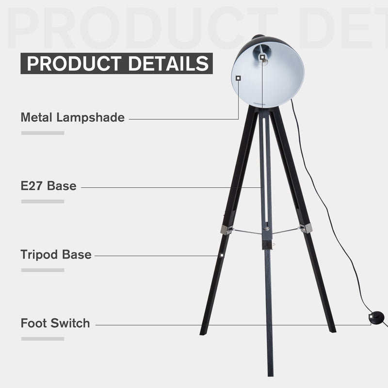 HOMCOM Retro Tripod Floor Lamp-White  |