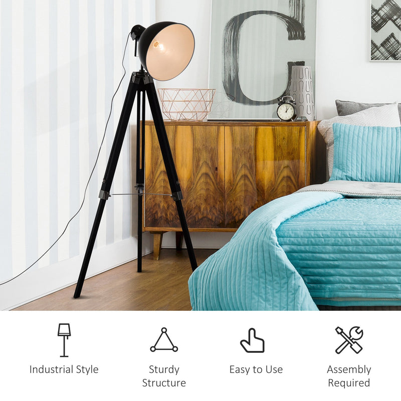 HOMCOM Retro Tripod Floor Lamp-White  |