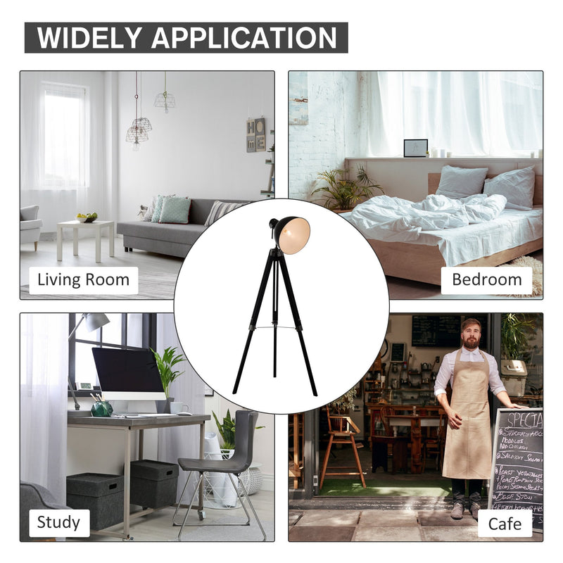 HOMCOM Retro Tripod Floor Lamp-White  |