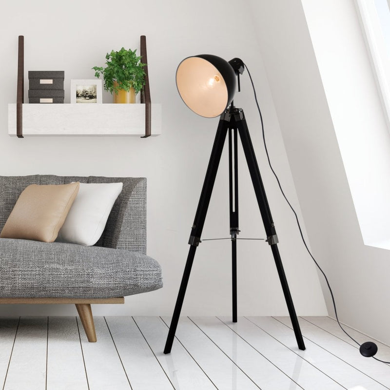 HOMCOM Retro Tripod Floor Lamp-White  |