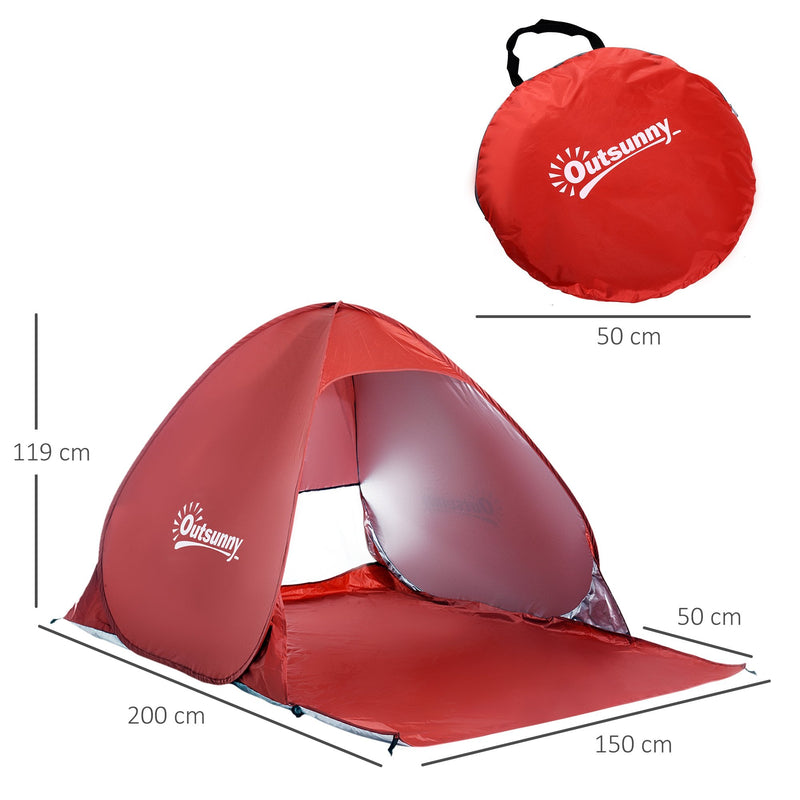 Outsunny Pop-up Portable Beach Tent - Red