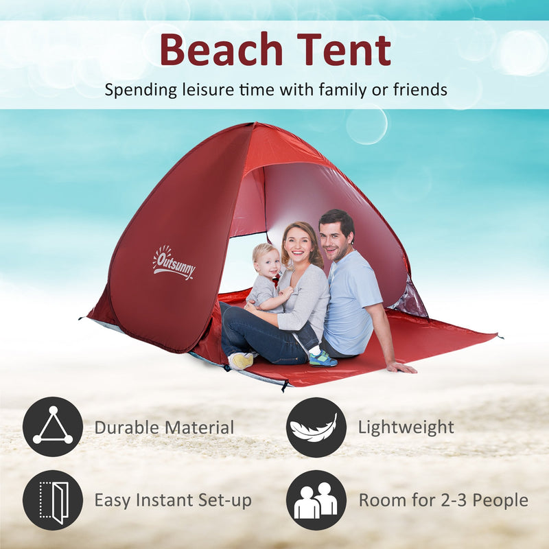 Outsunny Pop-up Portable Beach Tent - Red