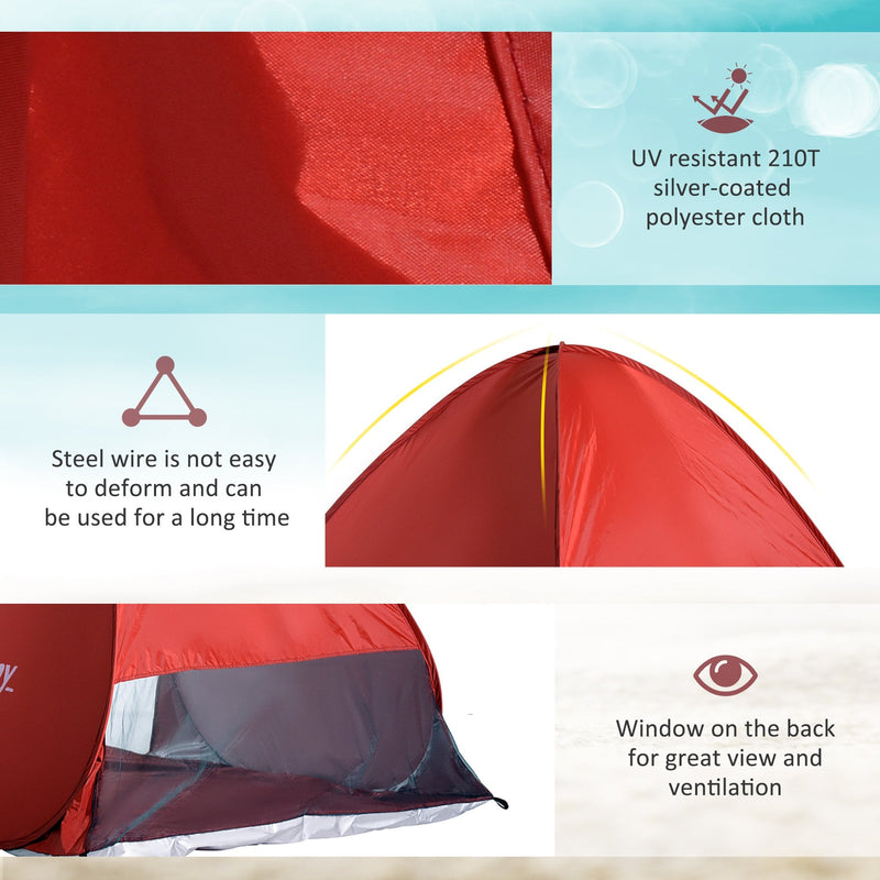 Outsunny Pop-up Portable Beach Tent - Red