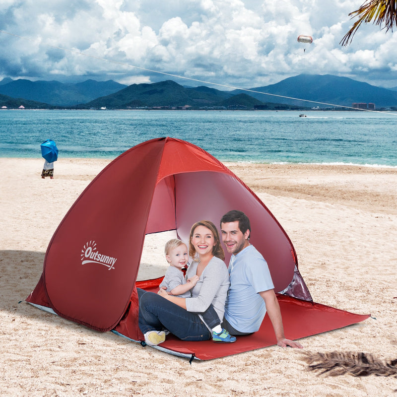 Outsunny Pop-up Portable Beach Tent - Red