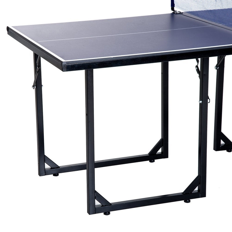 HOMCOM 6ft 182cm Mini Table Tennis Table Folding Ping Pong Table with - Blue