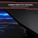 Racing Gaming Desk Carbon Fiber Style Computer Table with Elevated Monitor Shelf, Headphone Hook and Cup Holder, Black w/Elevated