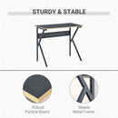 Home Office Computer Desk, Modern Simple Style Writing Table, PC Laptop Workstation with K-Shaped Legs for Study, Bedroom, Living Room, Navy Blue Desk Table w/