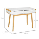 Writing Desk with Drawers, Study Table Laptop Desk Workstation with Bamboo Elements for Home Office - White