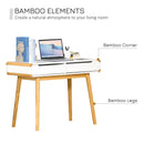Writing Desk with Drawers, Study Table Laptop Desk Workstation with Bamboo Elements for Home Office - White