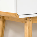 Writing Desk with Drawers, Study Table Laptop Desk Workstation with Bamboo Elements for Home Office - White