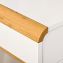 Writing Desk with Drawers, Study Table Laptop Desk Workstation with Bamboo Elements for Home Office - White