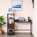 Computer Desk Writing Table Workstation for Home Office with Shelves, Drawers, Walnut Brown w/ Shelf, Drawer