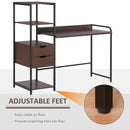 Computer Desk Writing Table Workstation for Home Office with Shelves, Drawers, Walnut Brown w/ Shelf, Drawer