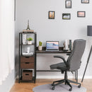 Computer Desk Writing Table Workstation for Home Office with Shelves, Drawers, Walnut Brown w/ Shelf, Drawer