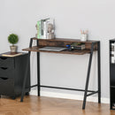 100cm Wide Writing Desk Computer Table Home Office PC Laptop Workstation Storage Shelf Color Rustic Brown Metal Frame