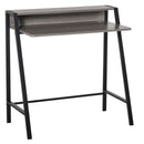 Writing Desk Computer Table PC Laptop Workstation with Storage Shelf and Steel Frame, for Living Room, Dining Room, Office, Dorm, Black and Grey Metal
