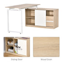 L-Shaped Home Office Writing Desk with Storage Shelf, Drawer, Corner PC Table Computer Workstation, Oak Beige White